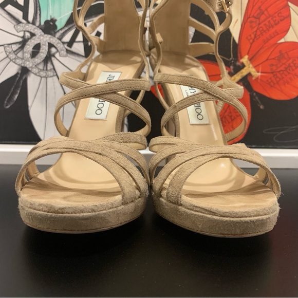 Jimmy Choo Ontario Suede Platform Heels - Picture 4 of 13